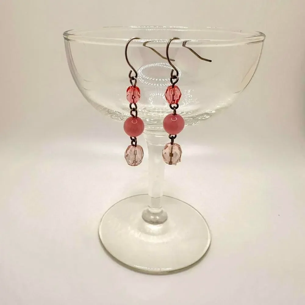Delicate pink beaded earrings these